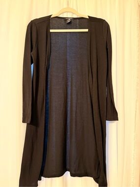 Love Cameron Black Long Sleeve Open Cardigan Dress